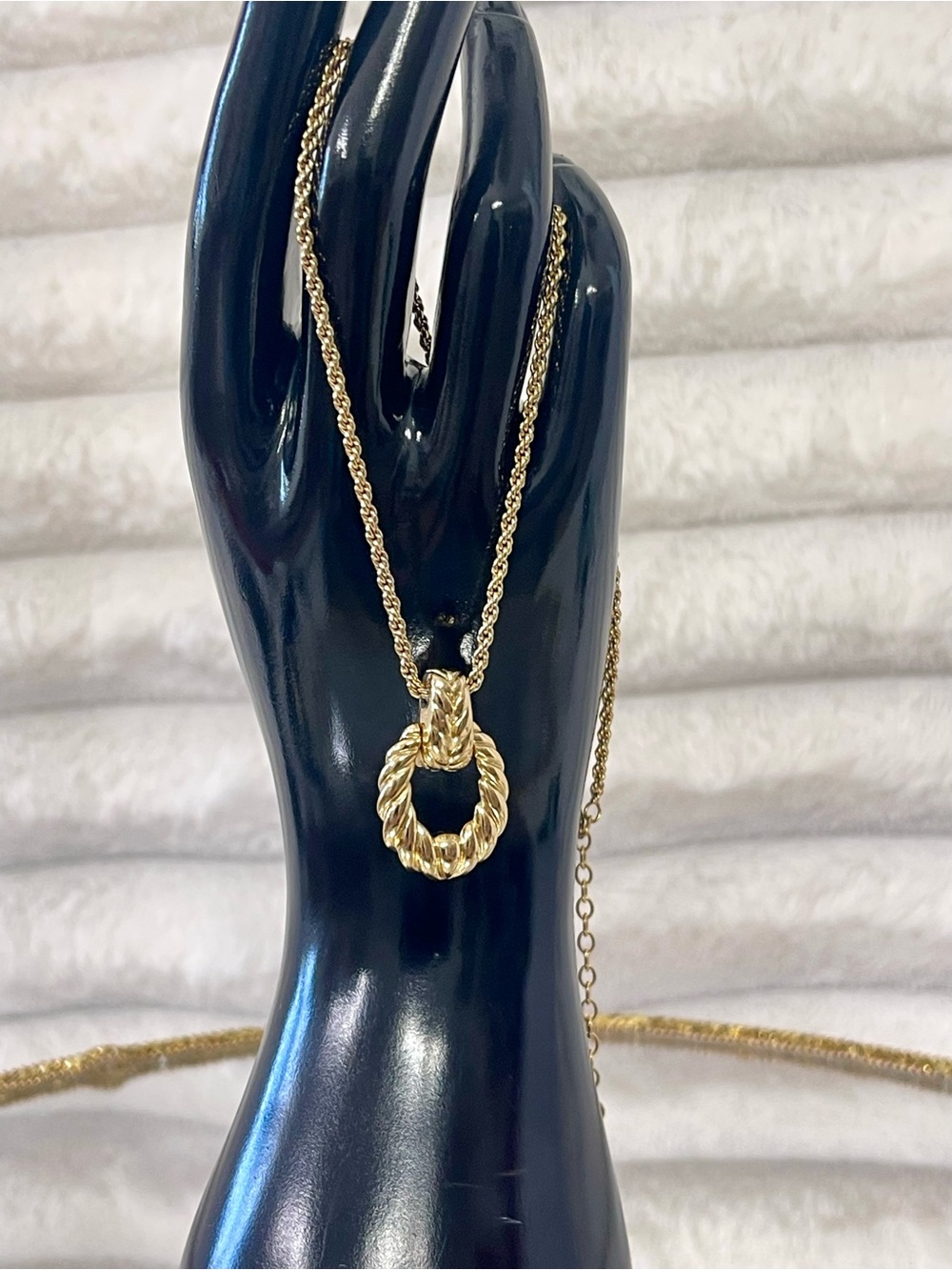 Dior Gold Rope Twist Pendant Necklace